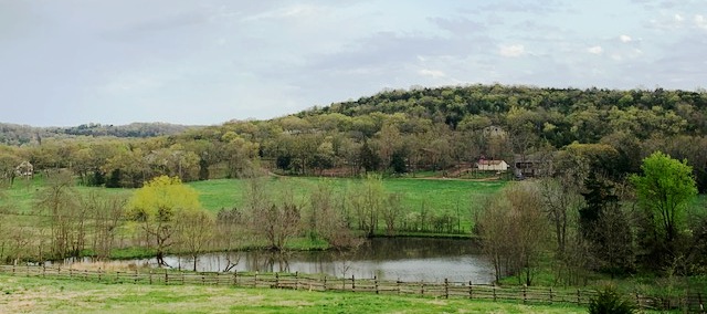 a wide picture of the ranch in the spring